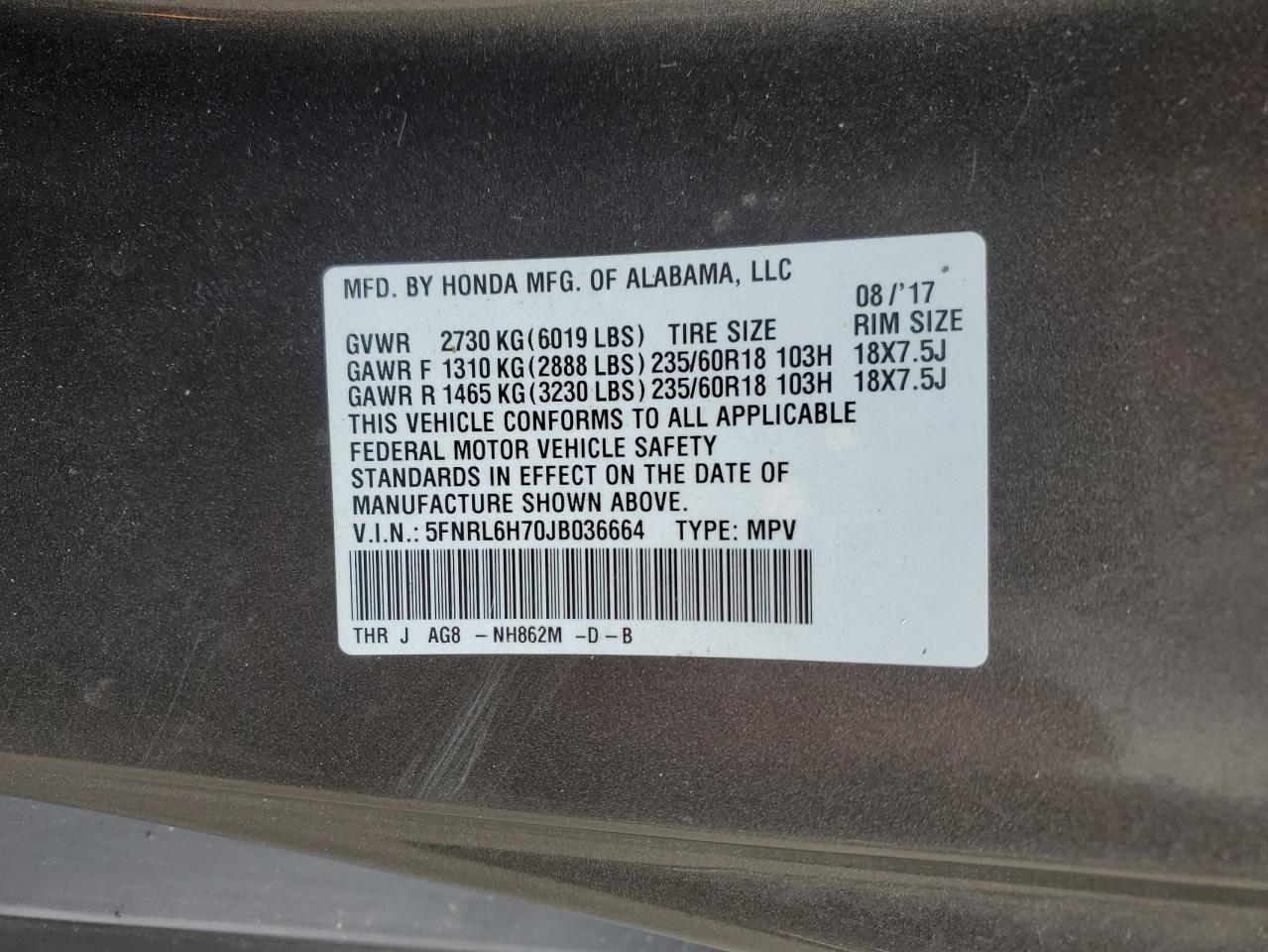2018 HONDA ODYSSEY