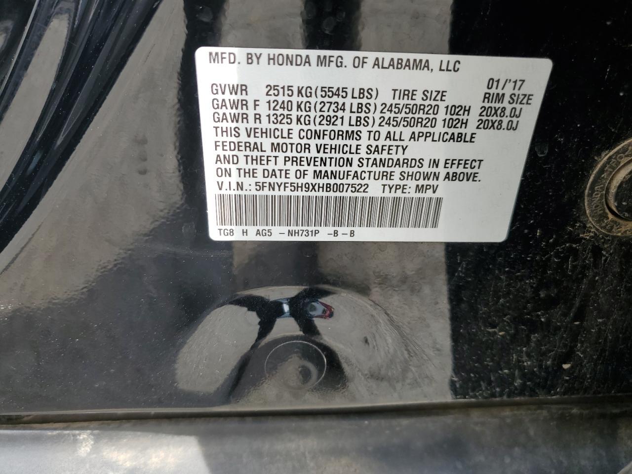 2017 HONDA PILOT