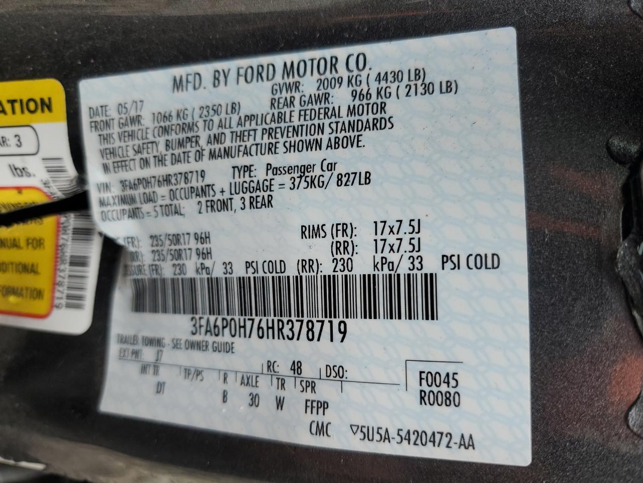 2017 FORD FUSION