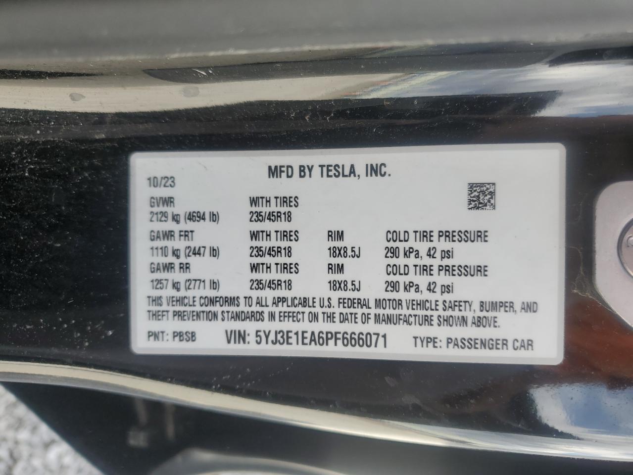 2023 TESLA MODEL 3