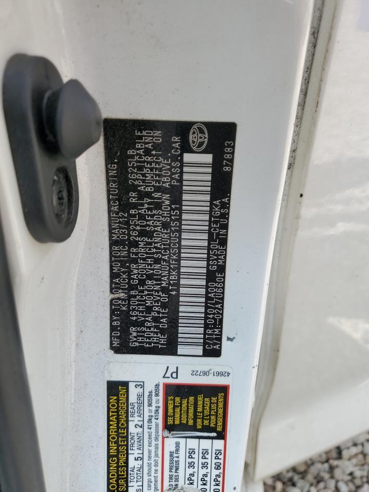 2012 TOYOTA CAMRY