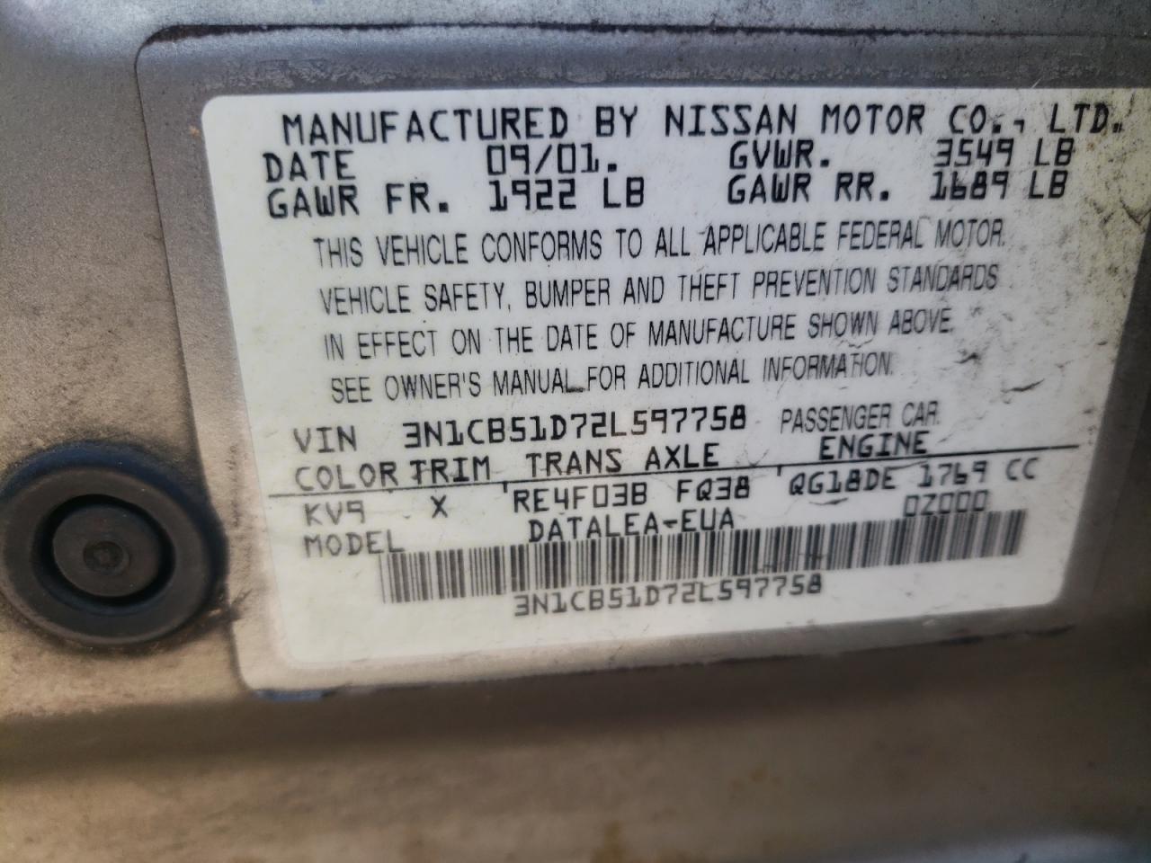 2002 NISSAN SENTRA
