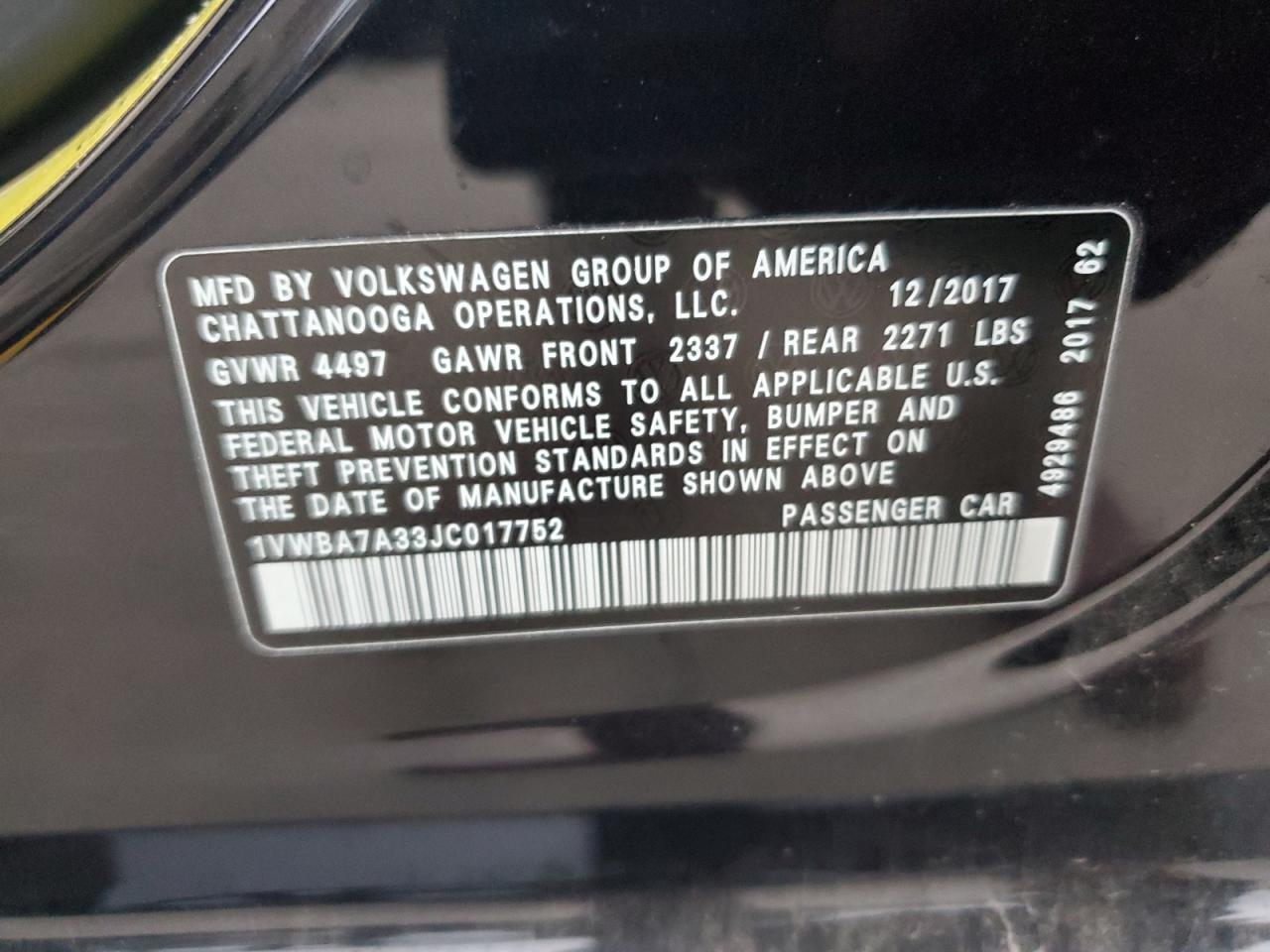 2018 VOLKSWAGEN Passat