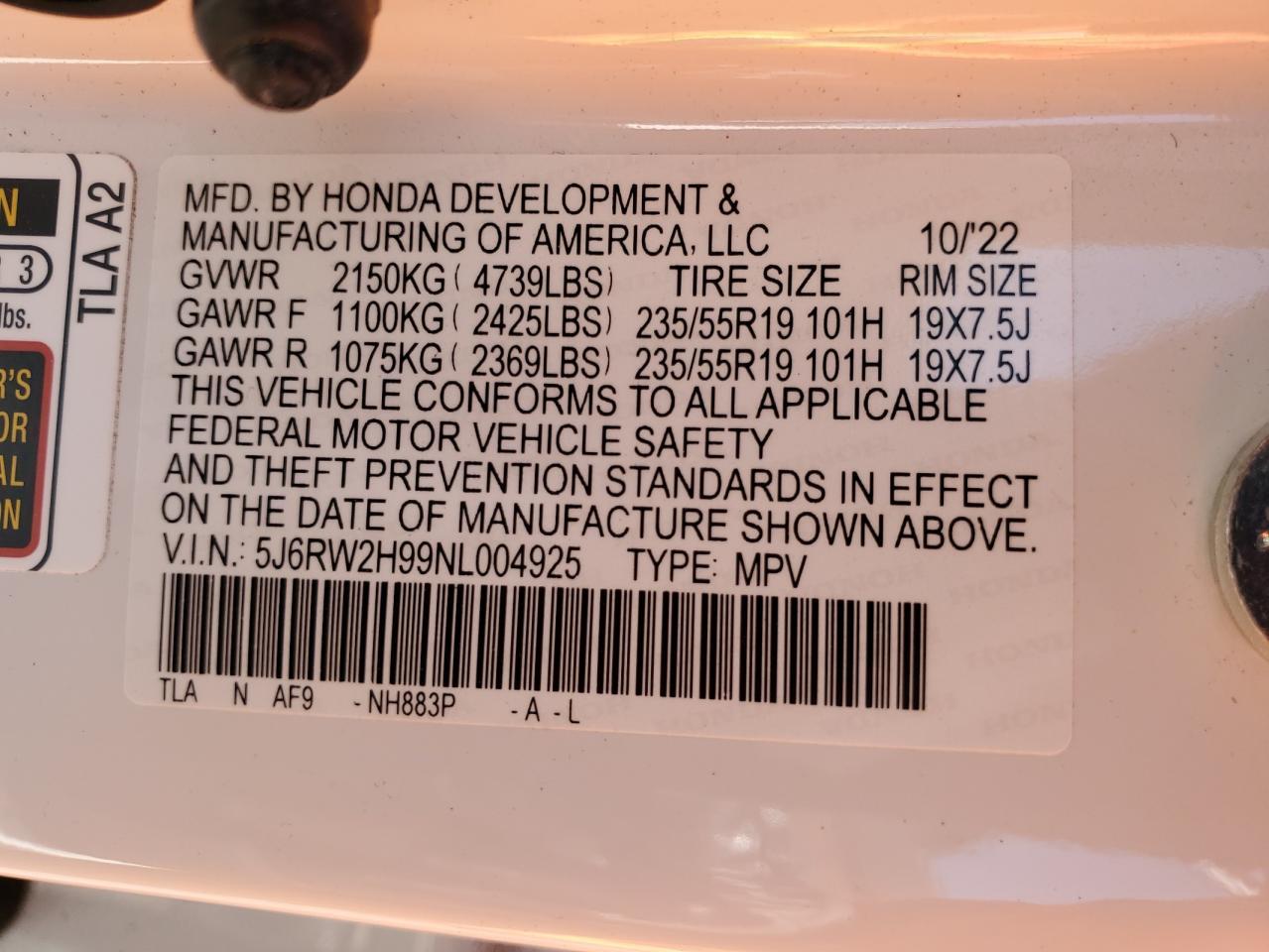 2022 HONDA CR-V