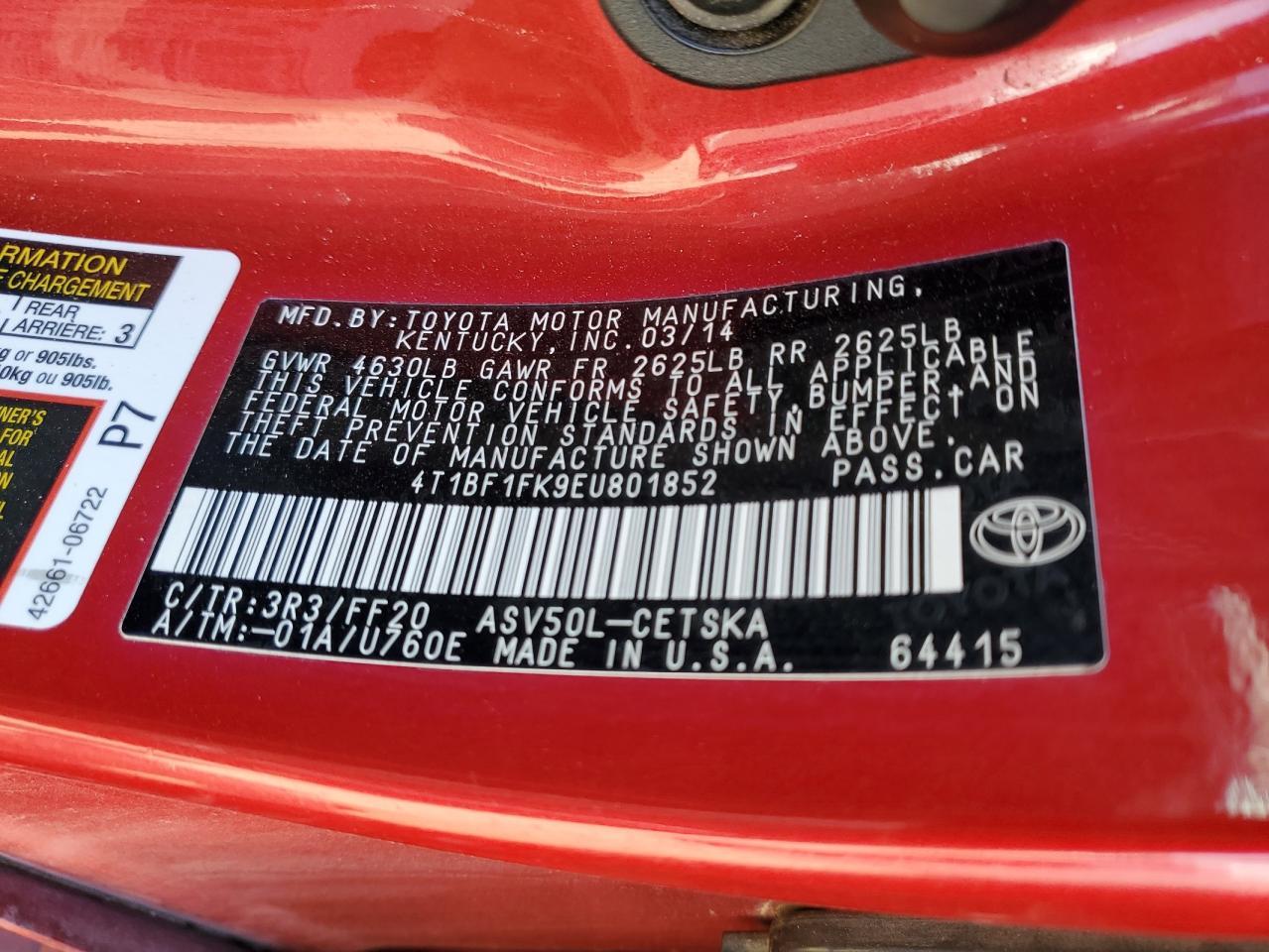 2013 TOYOTA CAMRY