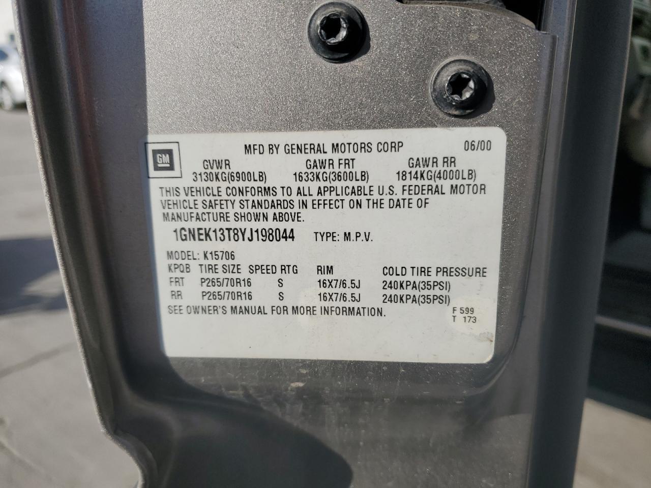 2000 CHEVROLET Tahoe