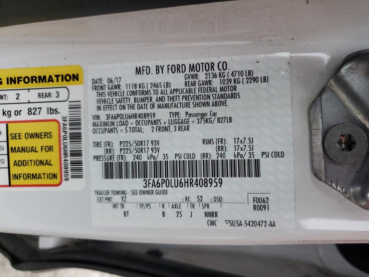 2017 FORD FUSION