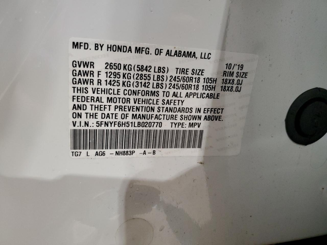 2020 HONDA PILOT
