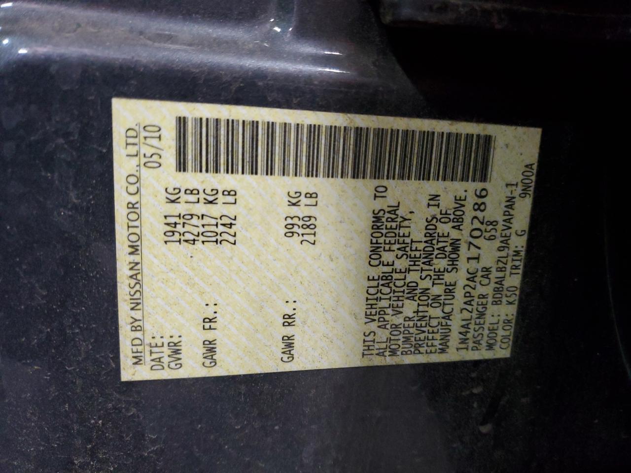 2010 NISSAN ALTIMA