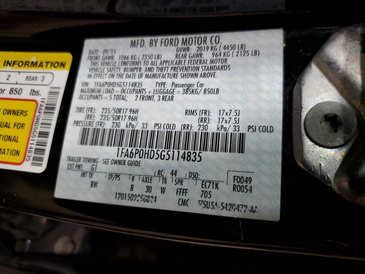 2016 FORD FUSION