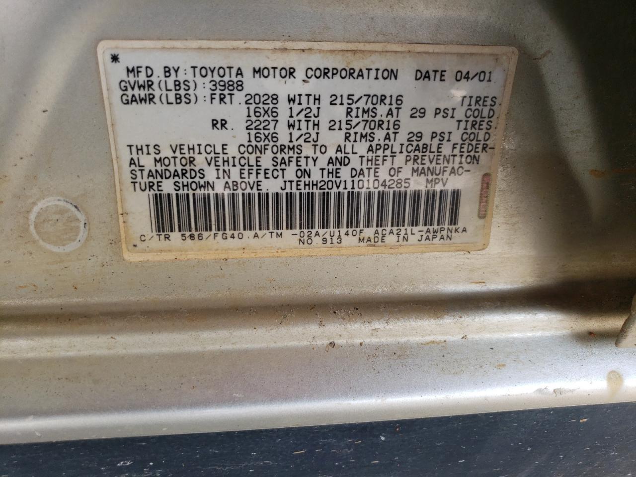 2001 TOYOTA RAV4