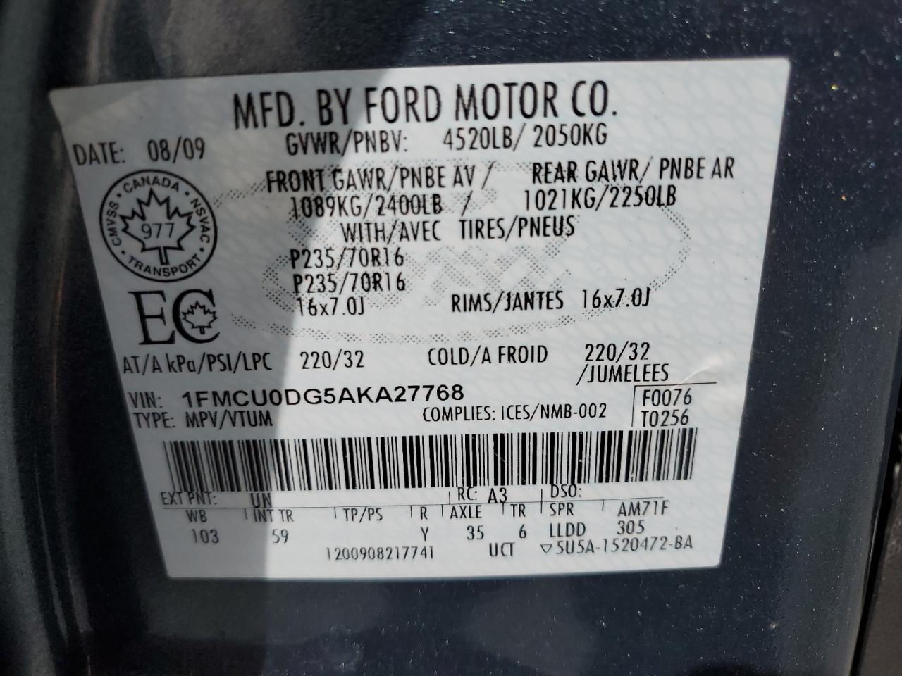 2010 FORD ESCAPE