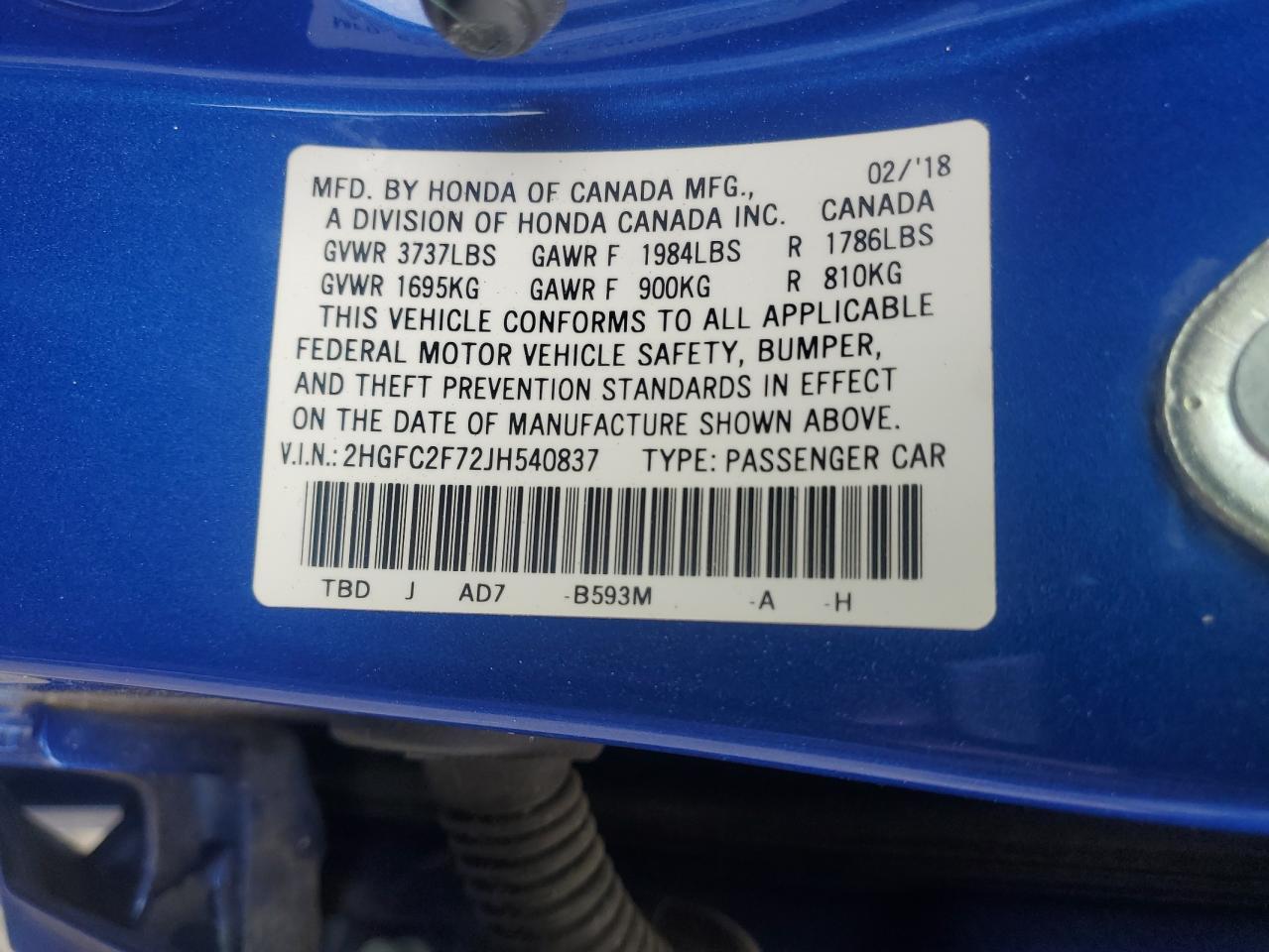 2018 HONDA CIVIC