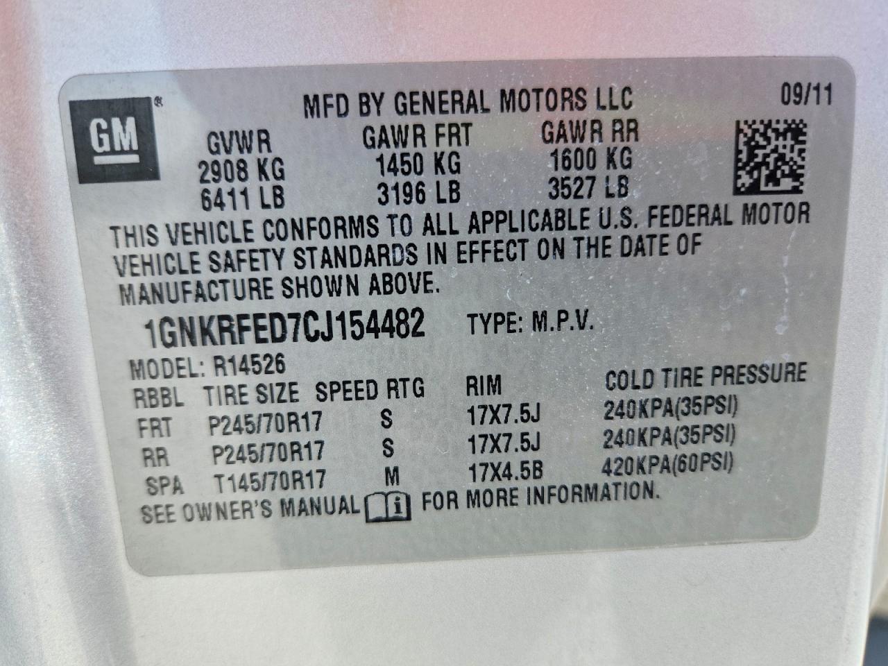 2012 CHEVROLET TRAVERSE