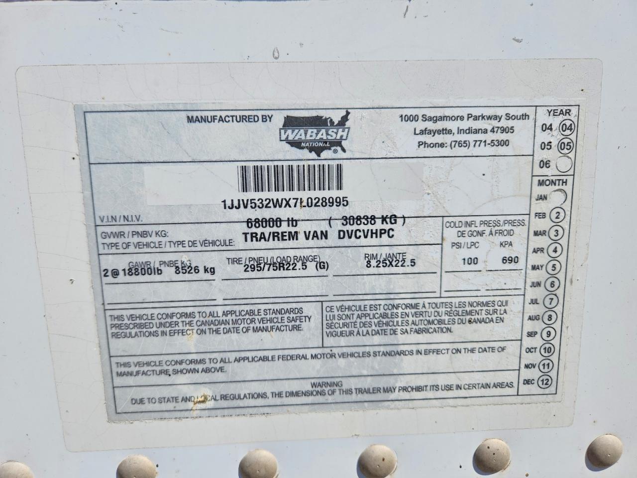 2007 Wabash Dvcvhpc