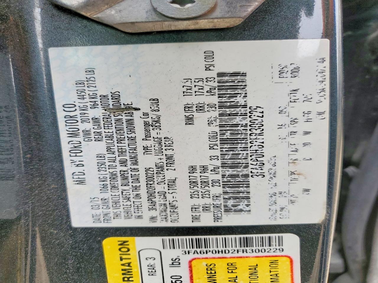 2015 FORD FUSION
