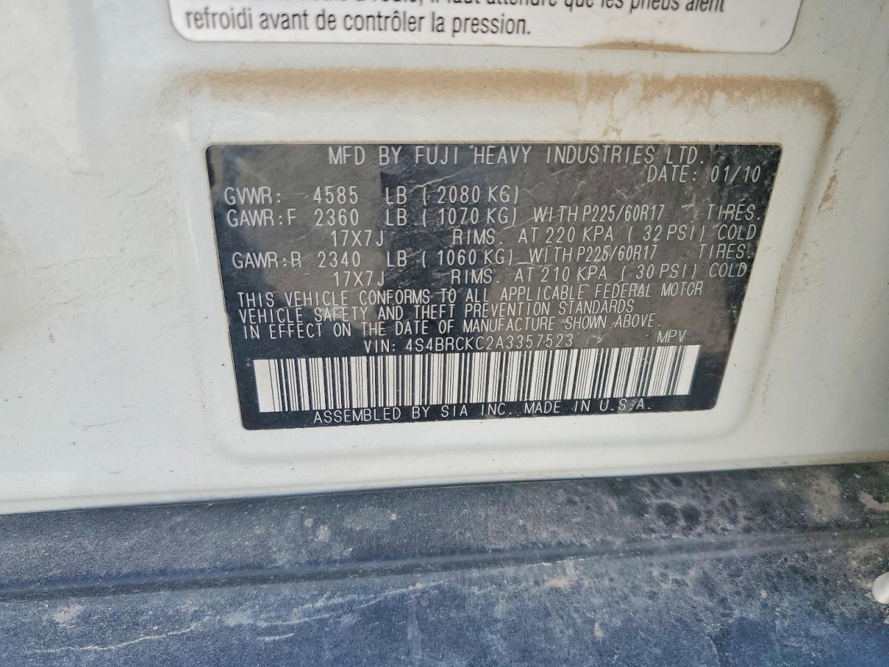 2010 SUBARU Outback