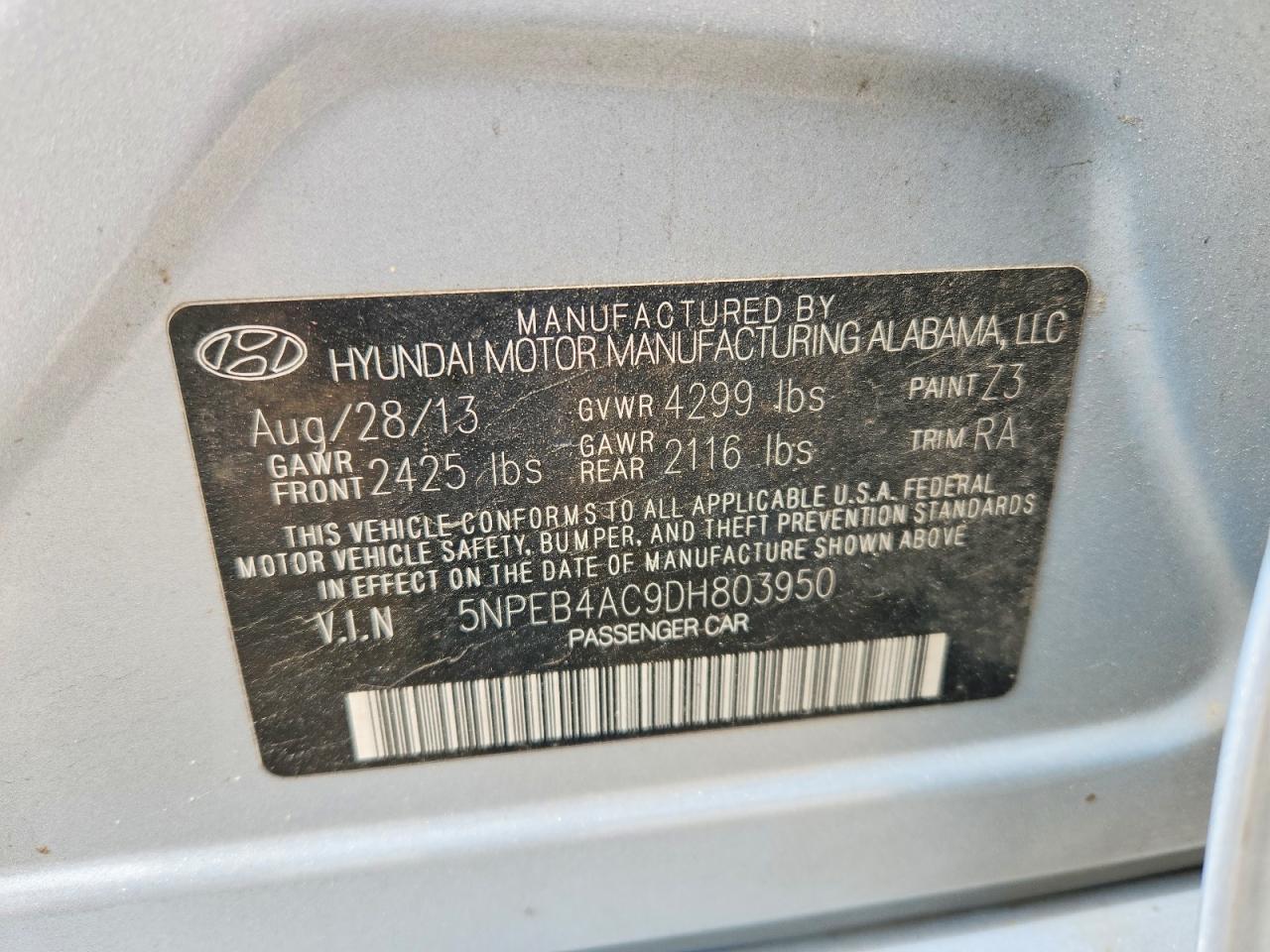 2013 HYUNDAI SONATA
