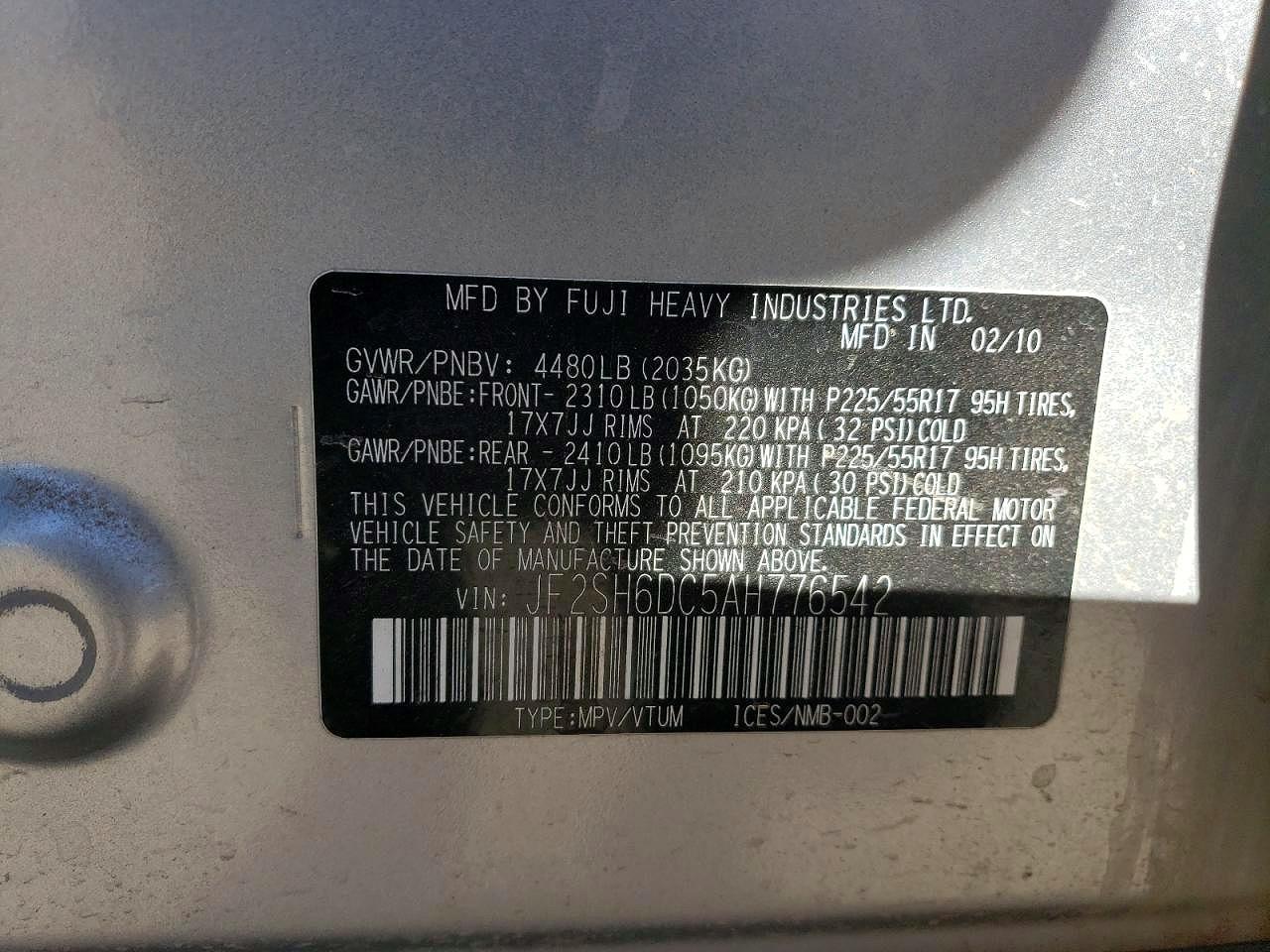 2010 SUBARU FORESTER