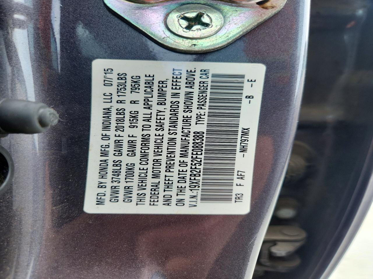 2015 HONDA CIVIC