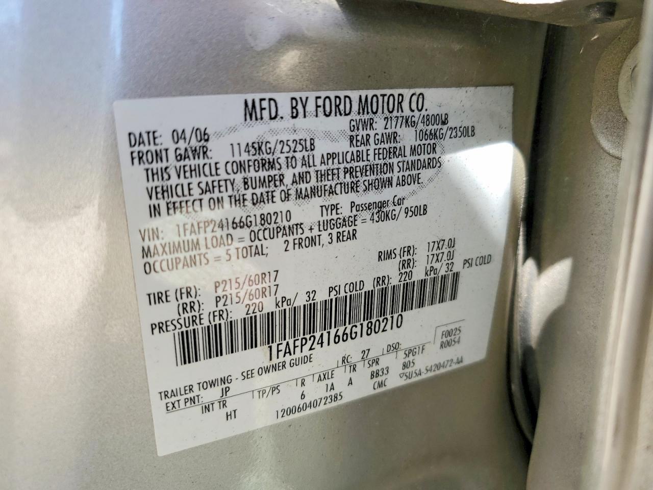 2006 FORD Five Hundred