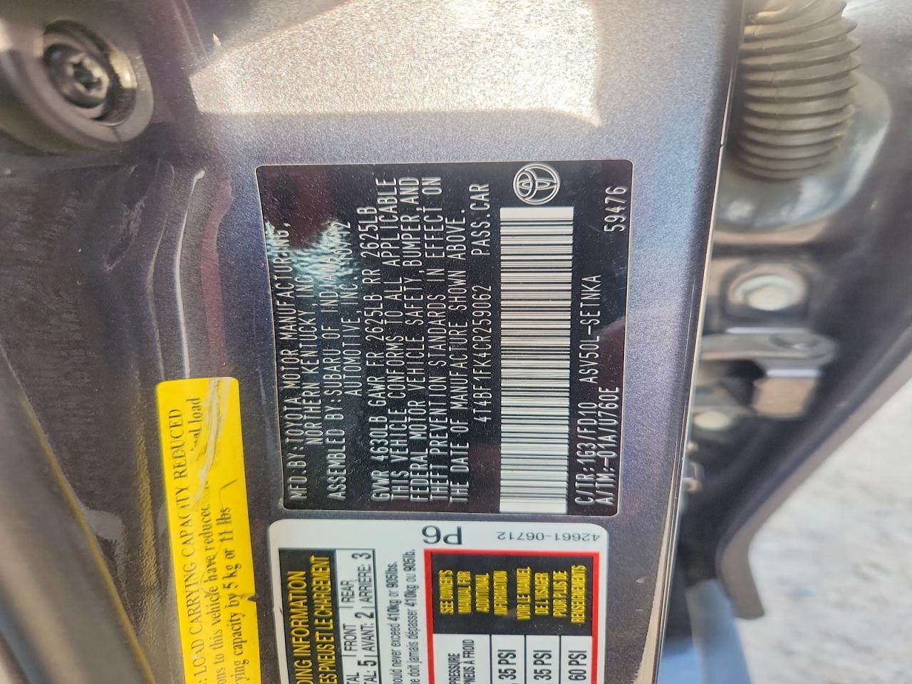 2012 TOYOTA CAMRY