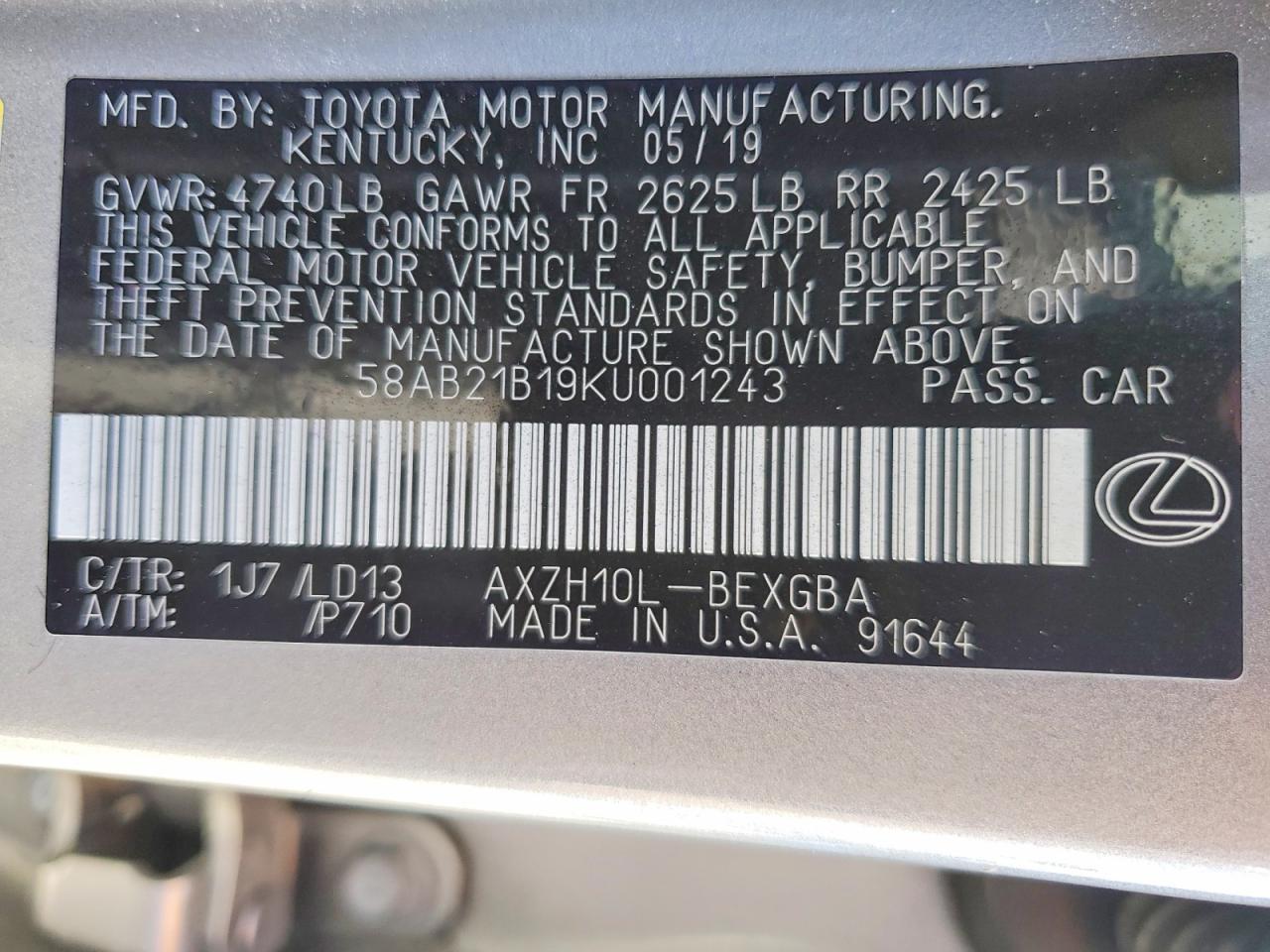 2019 LEXUS ES 300H