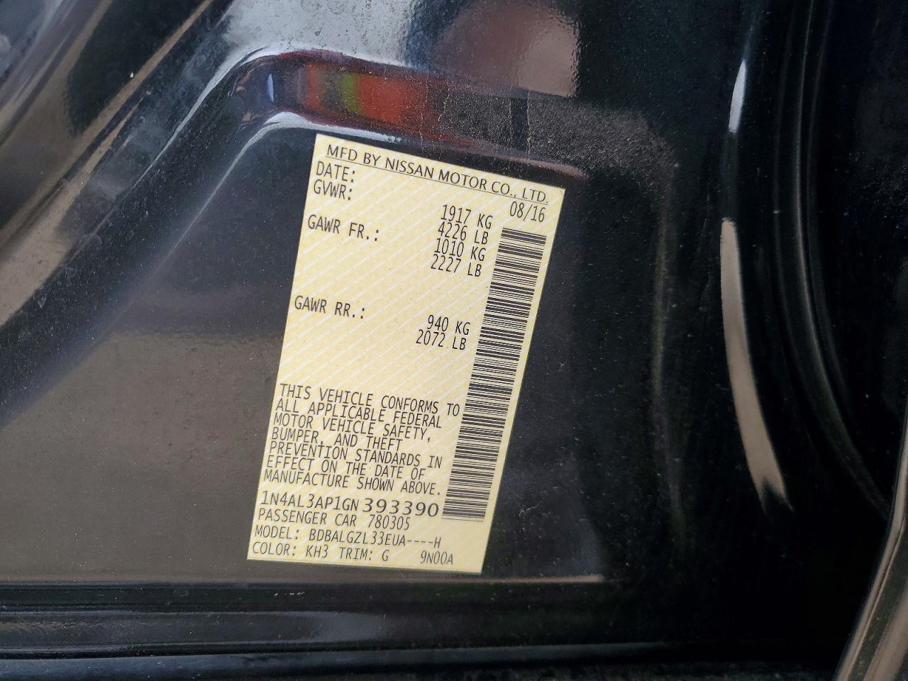 2016 NISSAN ALTIMA