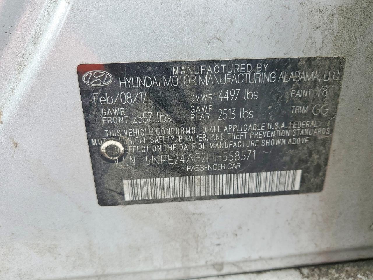 2017 HYUNDAI SONATA