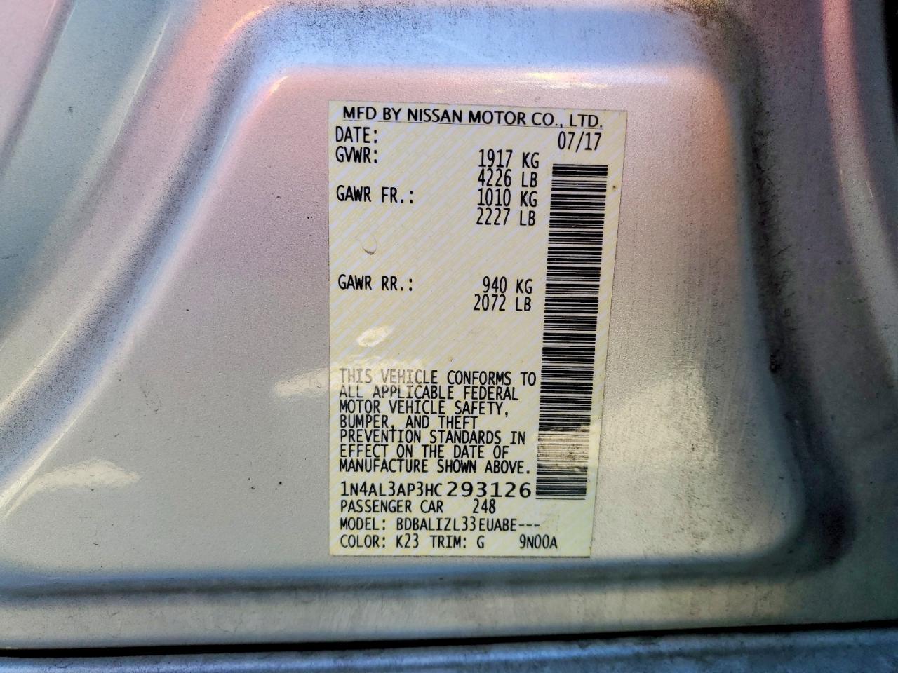 2017 NISSAN ALTIMA