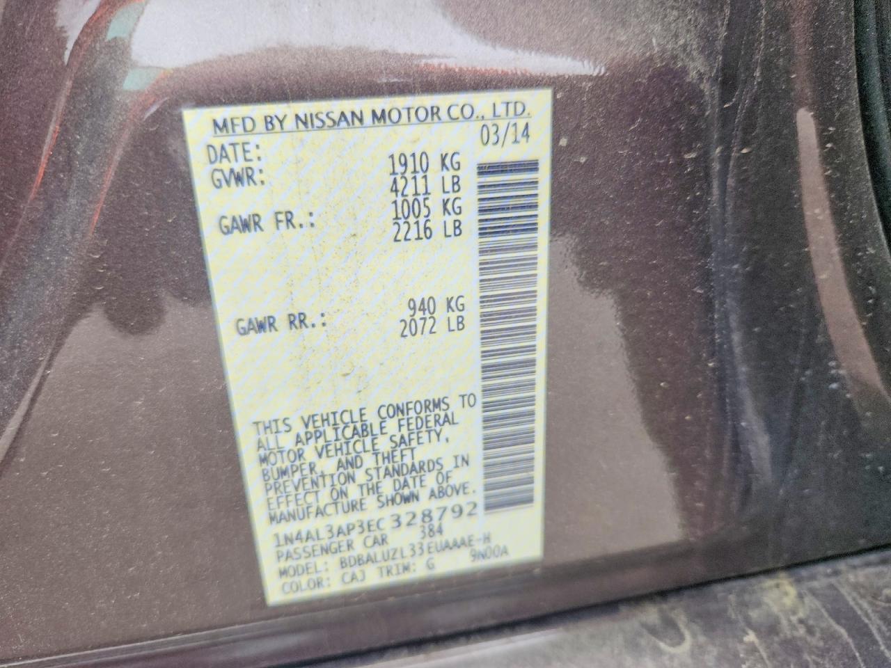 2014 NISSAN ALTIMA