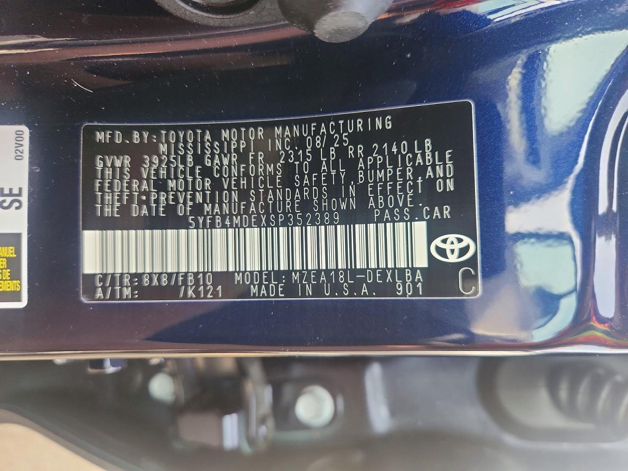 2025 TOYOTA COROLLA