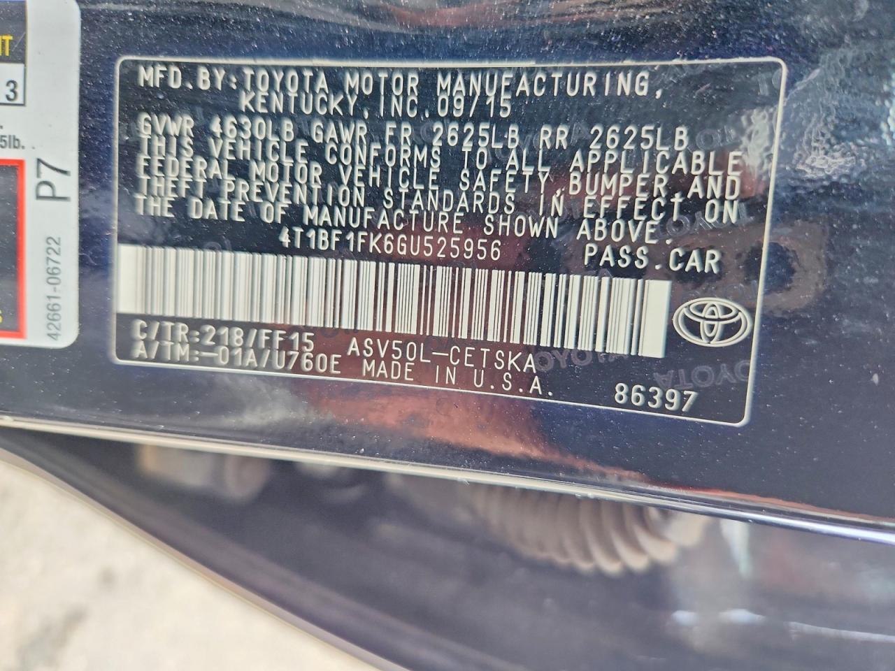 2016 TOYOTA CAMRY