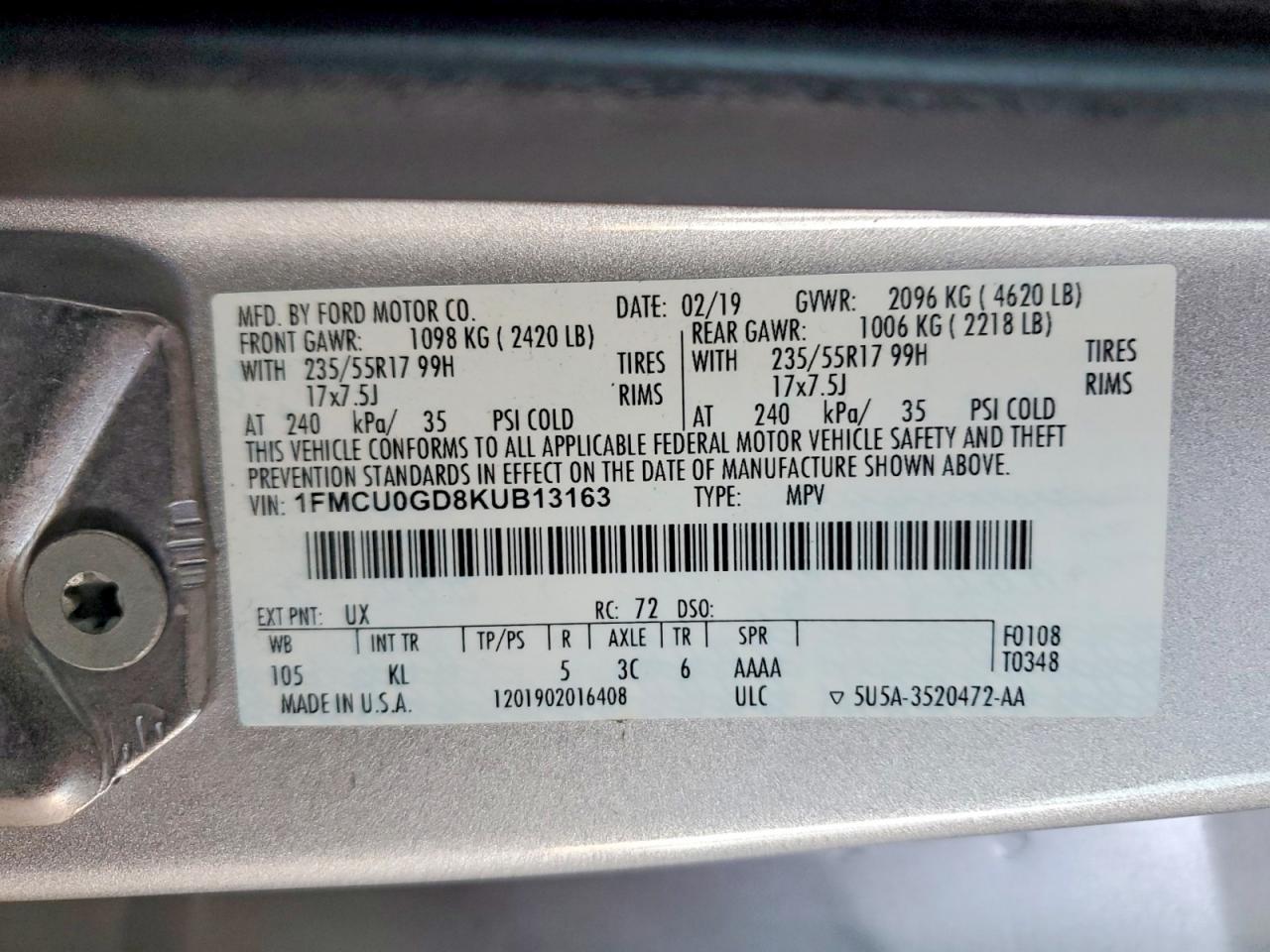 2019 FORD ESCAPE