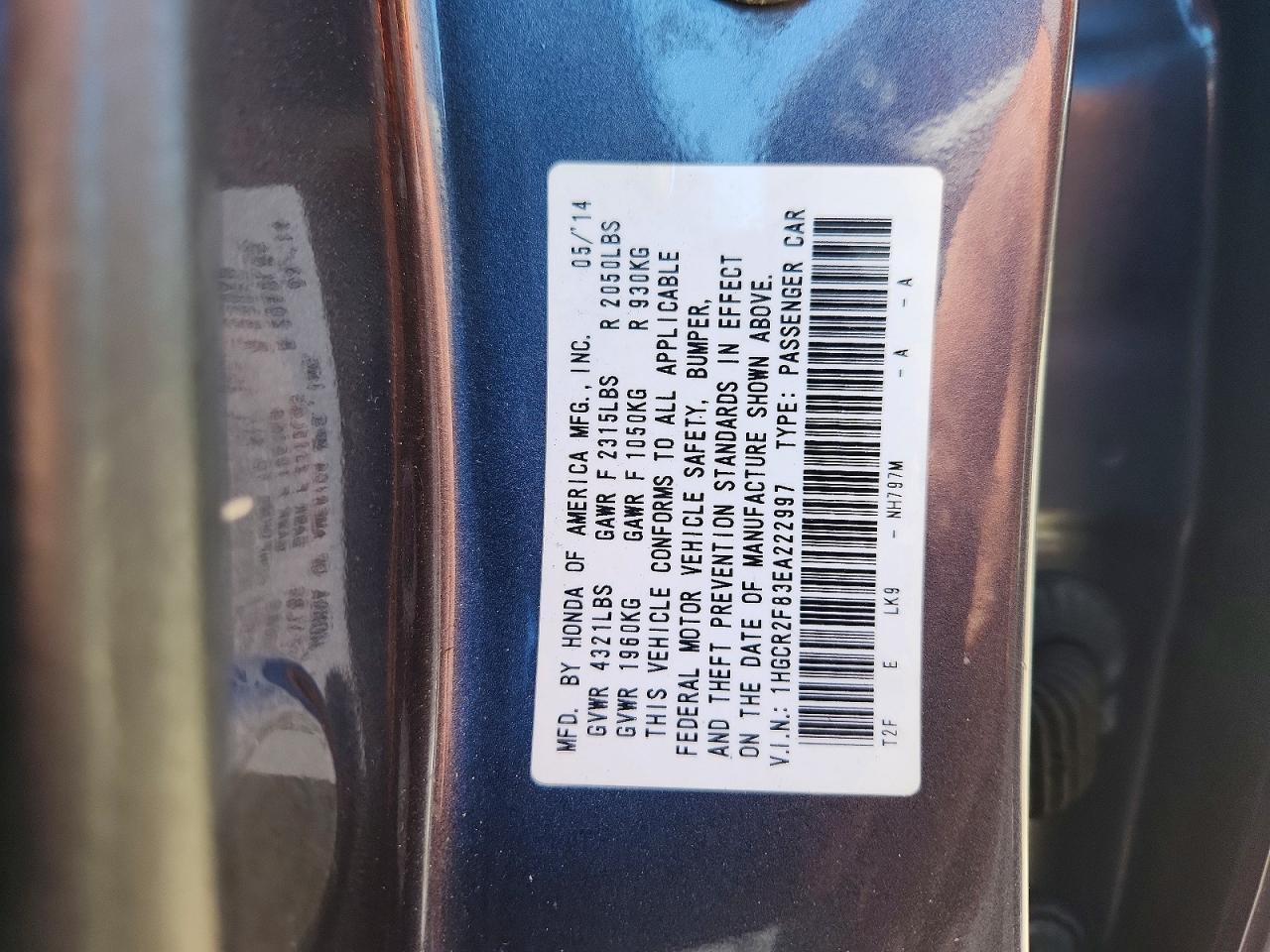 2014 HONDA ACCORD