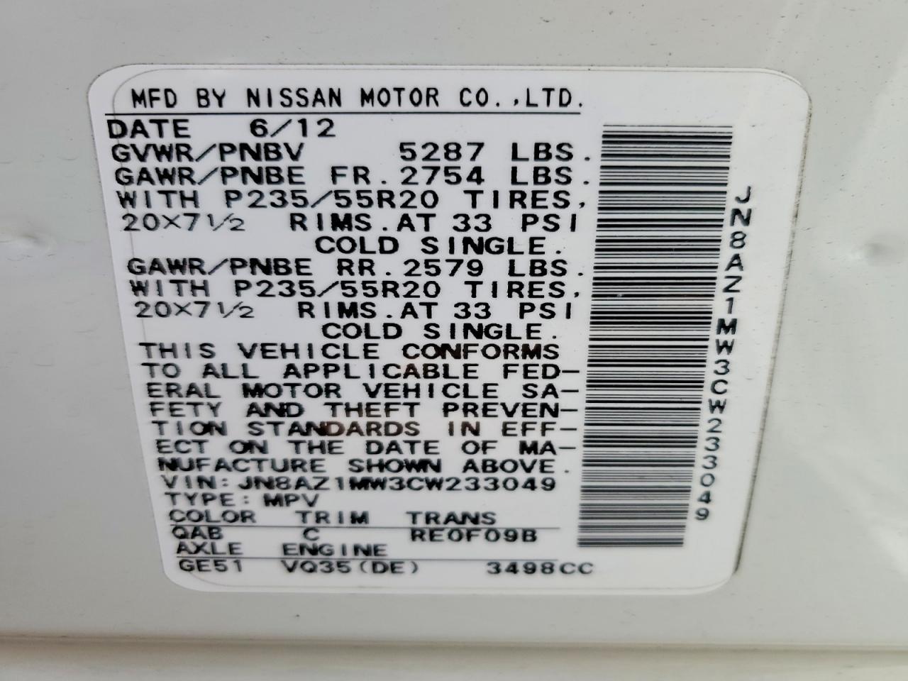 2012 NISSAN MURANO