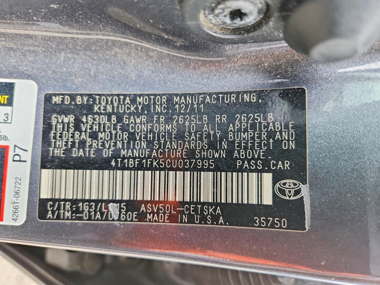 2012 TOYOTA CAMRY