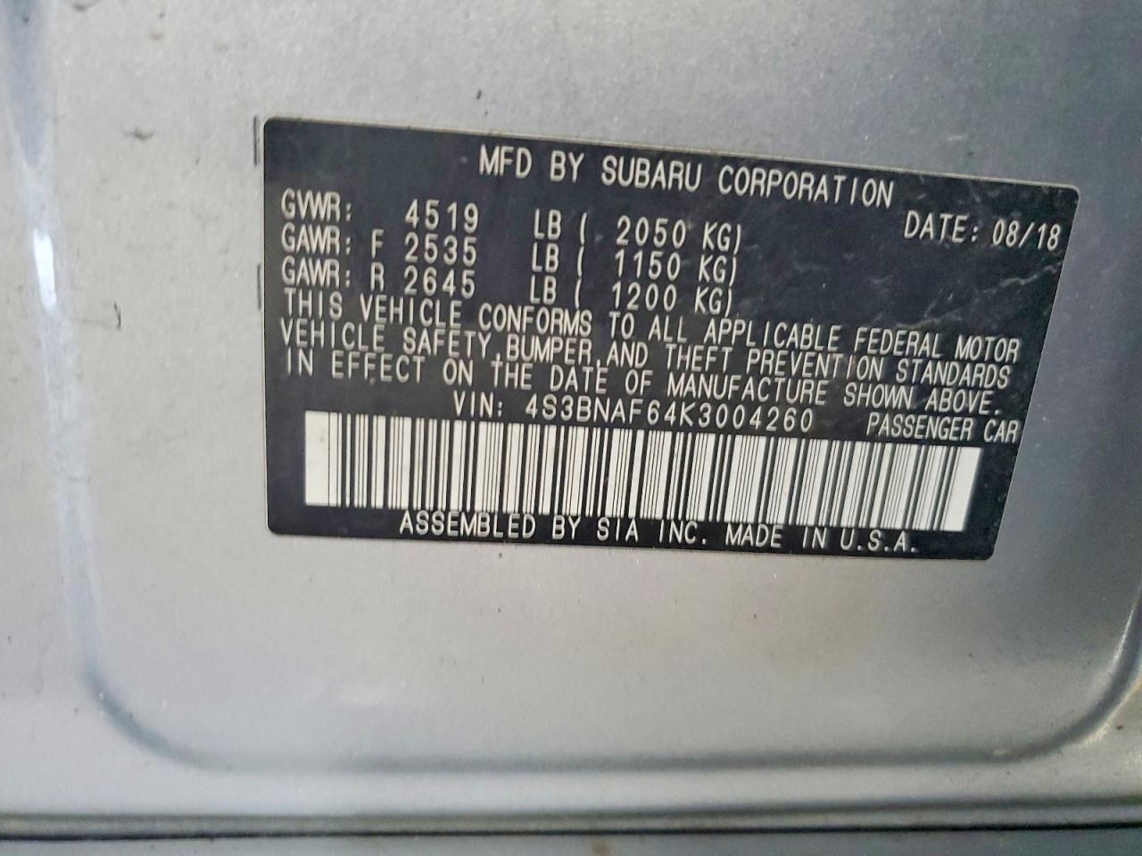 2019 SUBARU Legacy