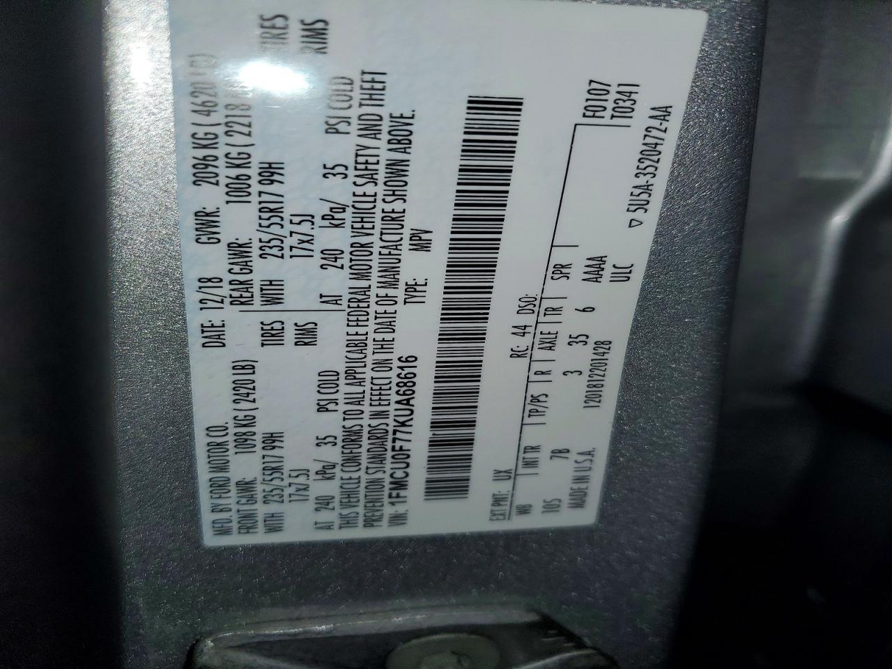 2019 FORD ESCAPE