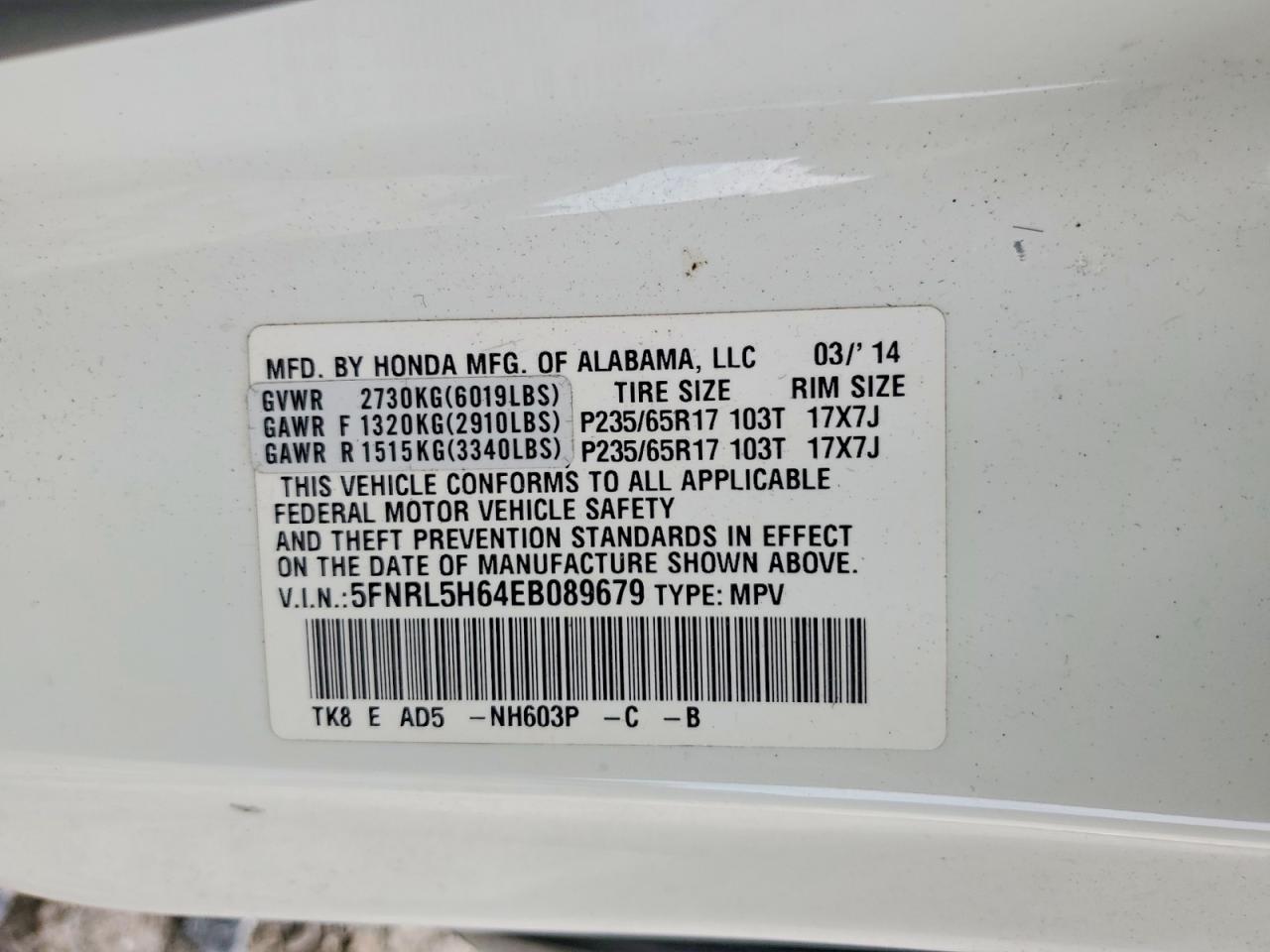 2014 HONDA ODYSSEY