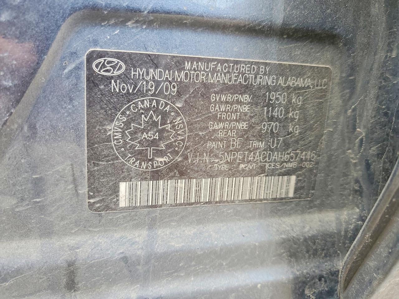 2010 HYUNDAI SONATA