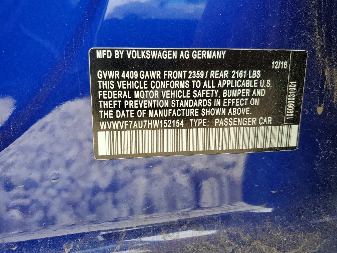 2017 VOLKSWAGEN Golf R
