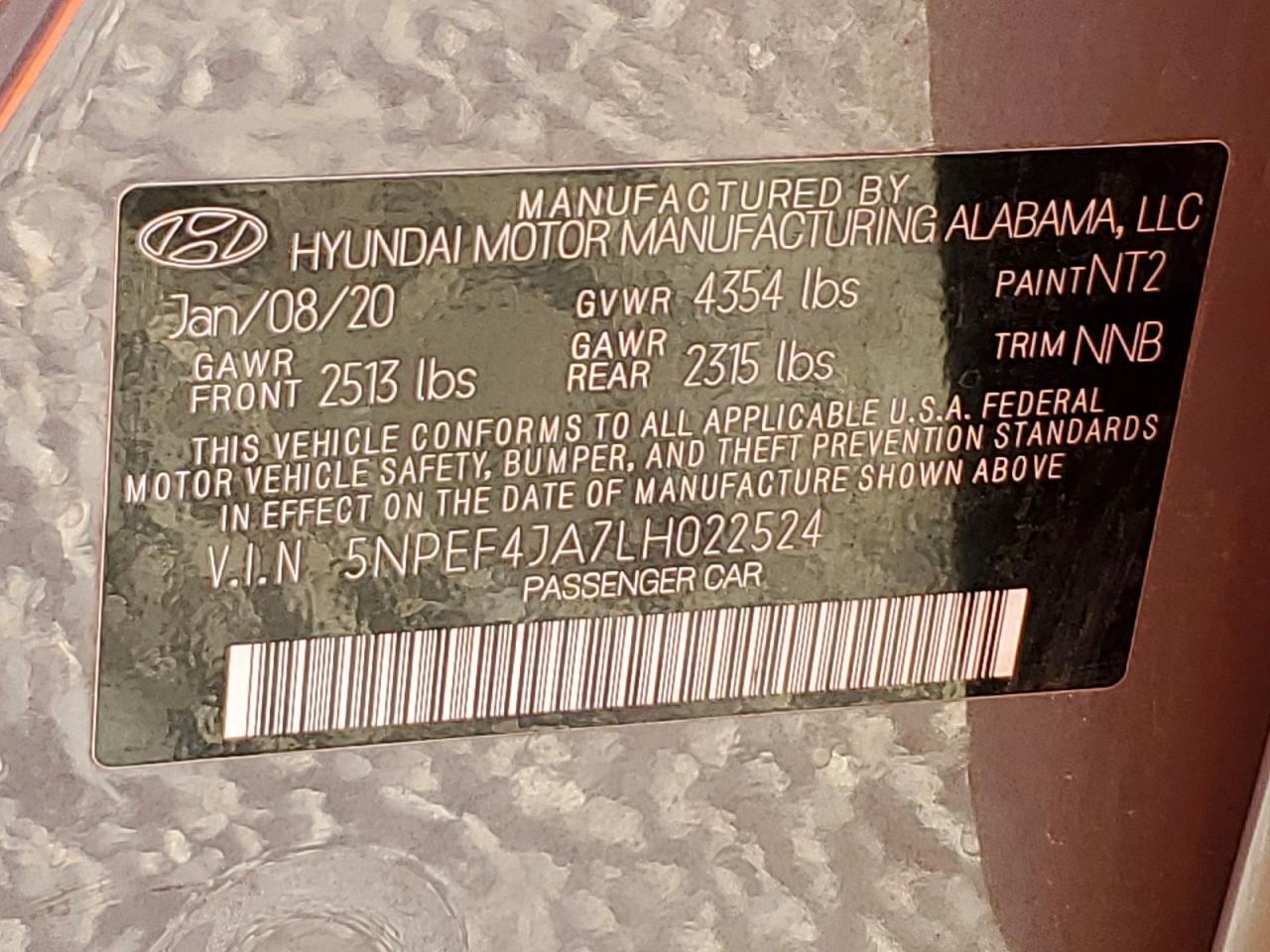 2020 HYUNDAI SONATA