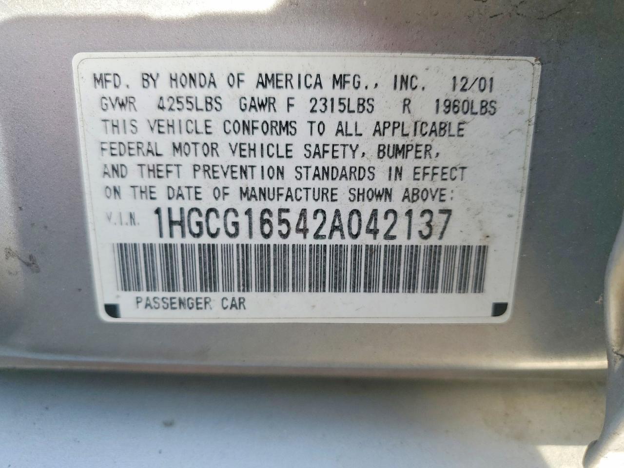 2002 HONDA ACCORD