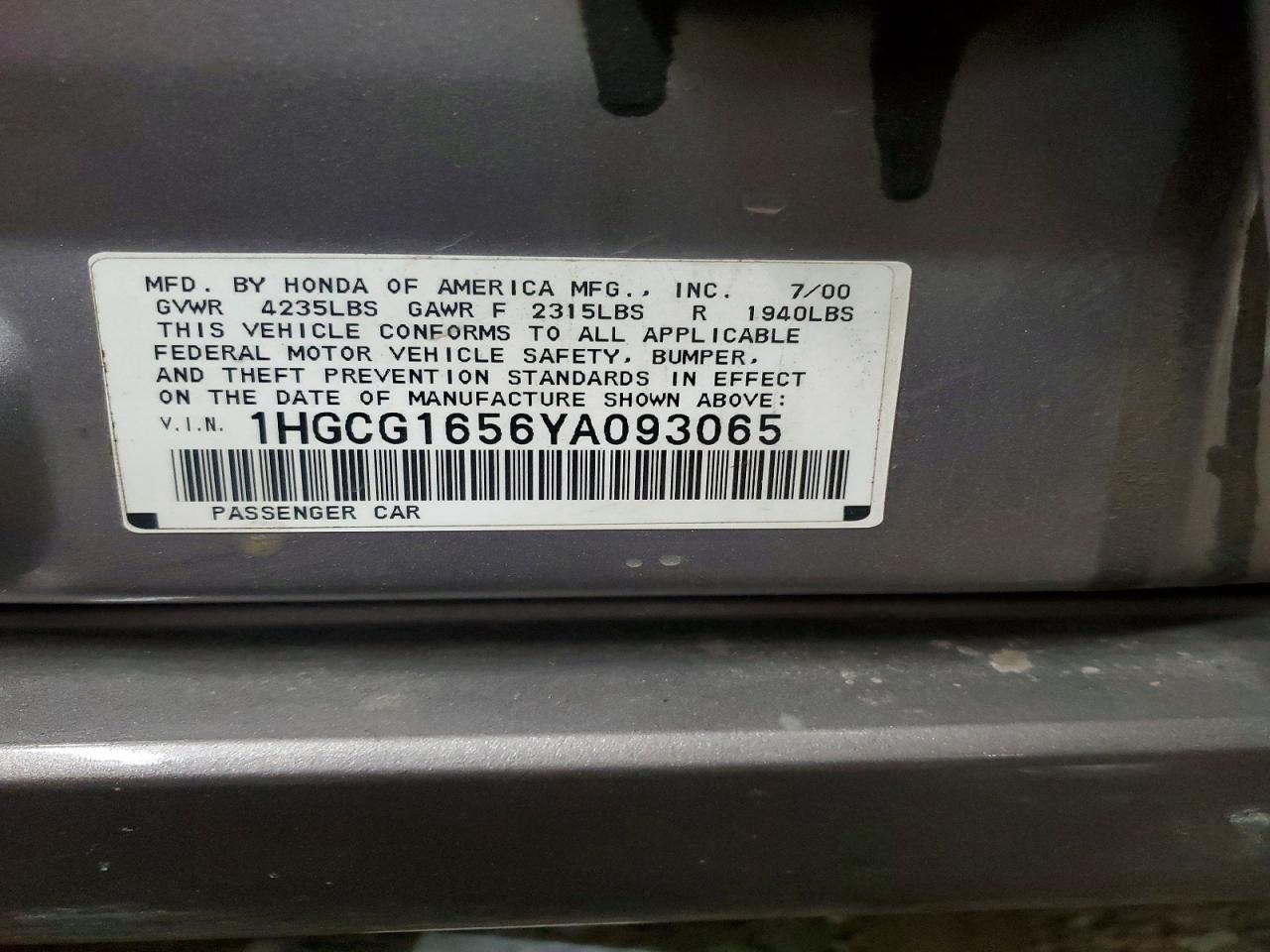 2000 HONDA ACCORD
