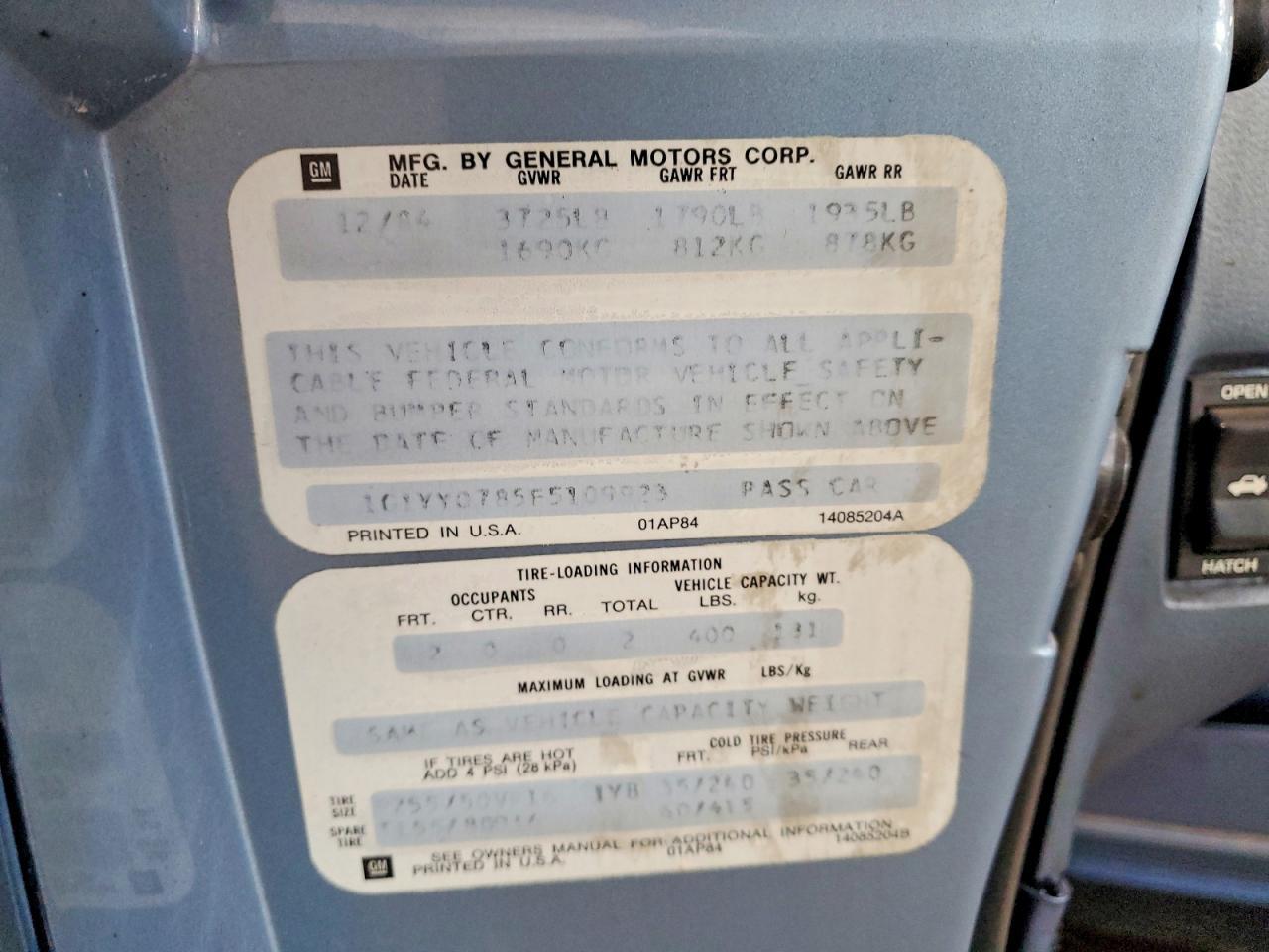 1985 CHEVROLET CORVETTE