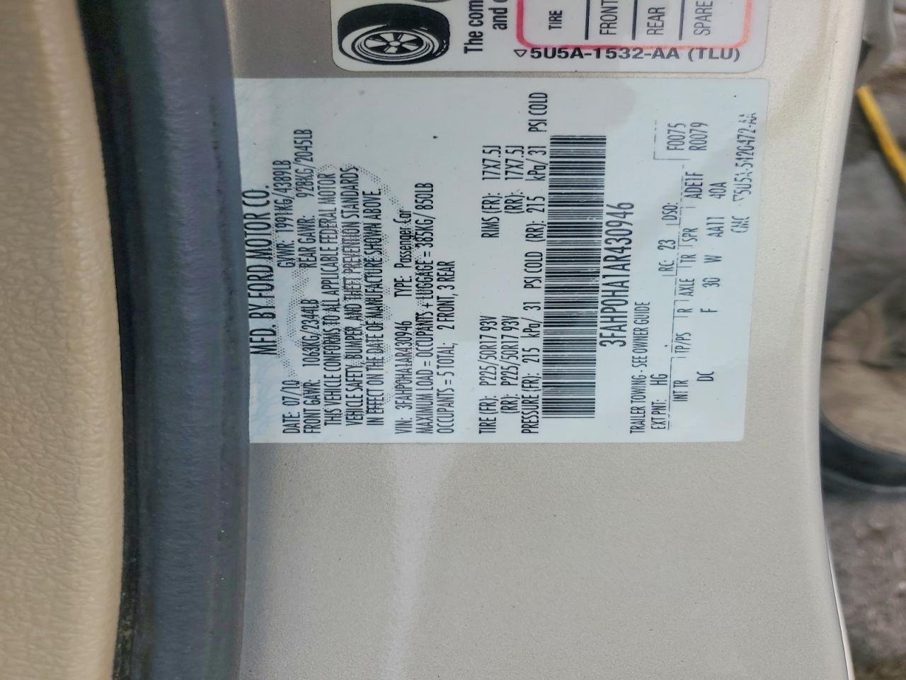 2010 FORD FUSION