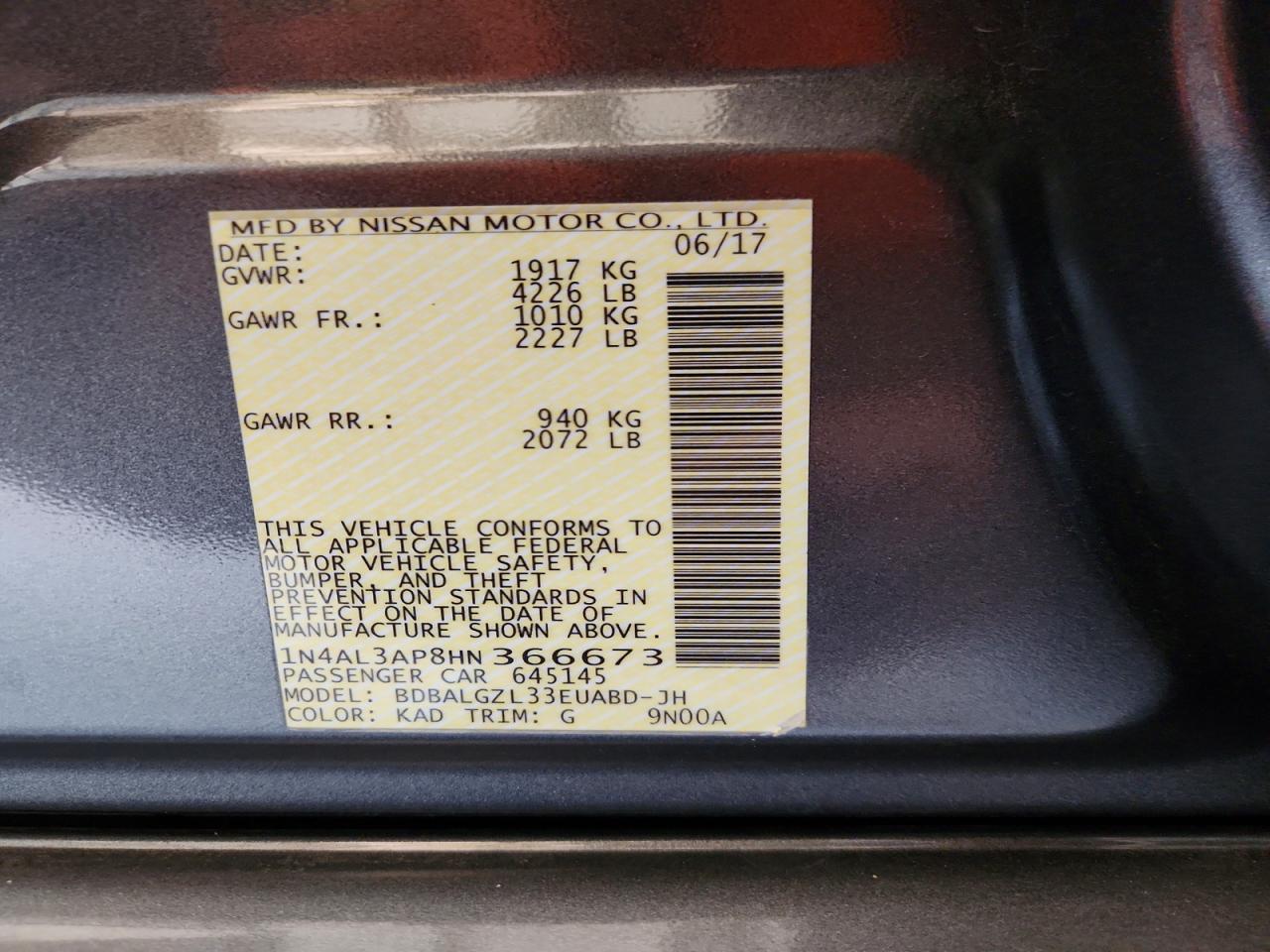2017 NISSAN ALTIMA