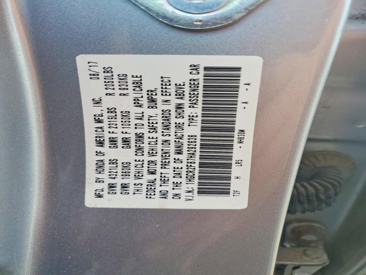 2017 HONDA ACCORD