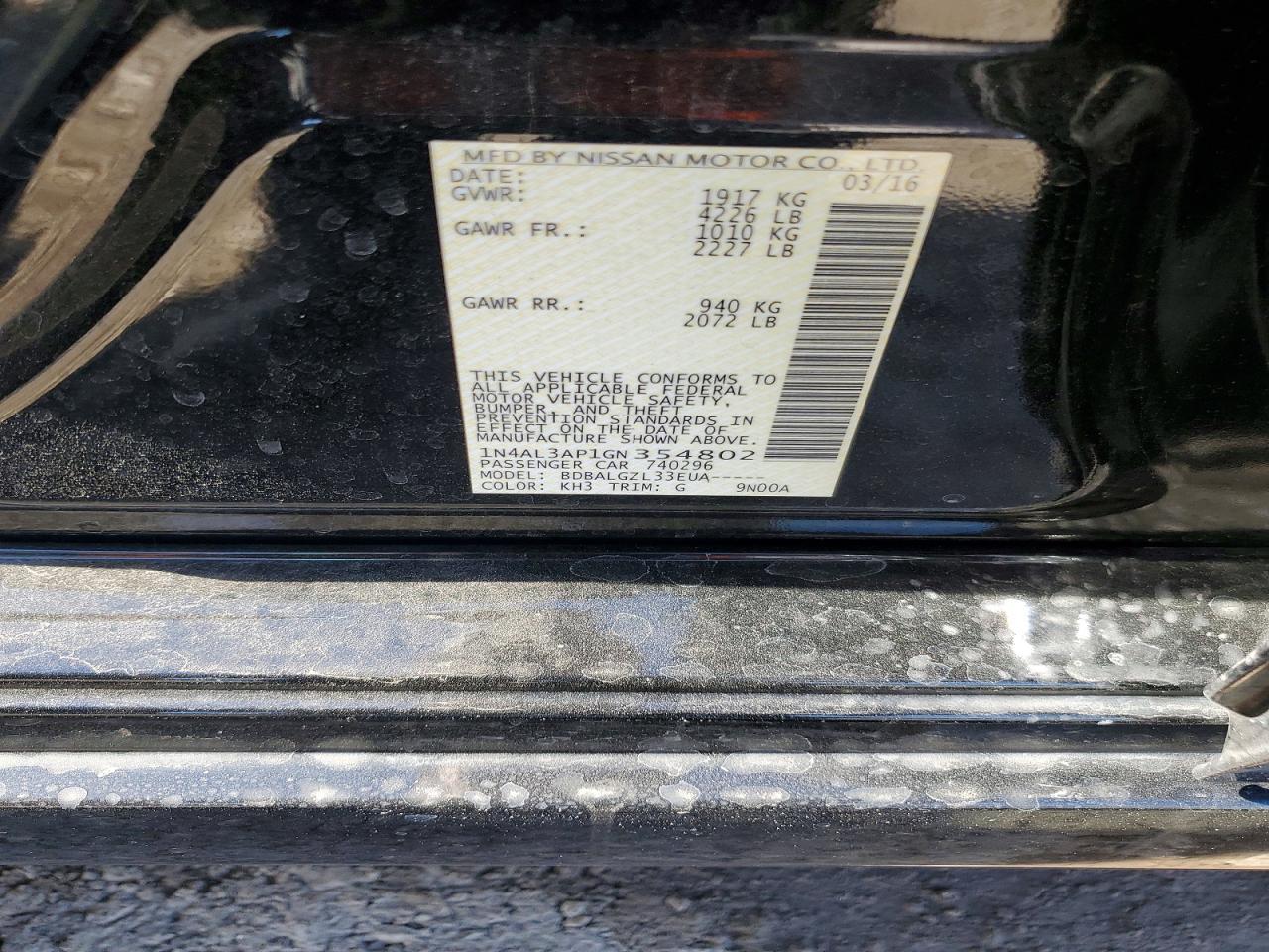 2016 NISSAN ALTIMA